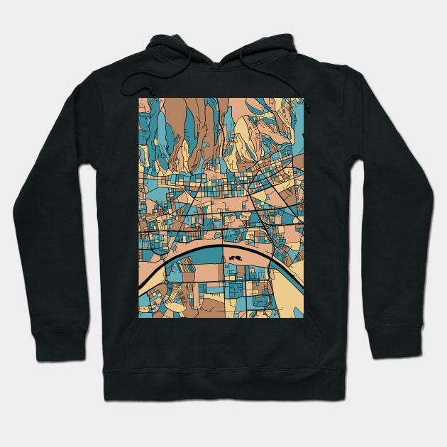 Zagreb Map Pattern in Mid Century Pastel Hoodie by PatternMaps